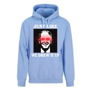 Just Like We Drew It Up Funny Sarcastic Joe Biden Unisex Surf Hoodie