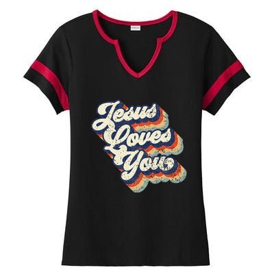 Jesus Loves You Ladies Halftime Notch Neck Tee