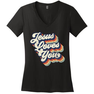 Jesus Loves You Women's V-Neck T-Shirt