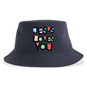 Jesus Loves You Strong Belief Faith Wo Girl Church Sustainable Bucket Hat