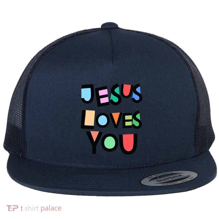 Jesus Loves You Strong Belief Faith Wo Girl Church Flat Bill Trucker Hat