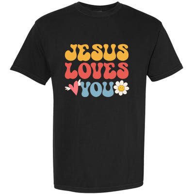 Jesus Loves You Retro Vintage Style Graphic Design Garment-Dyed Heavyweight T-Shirt