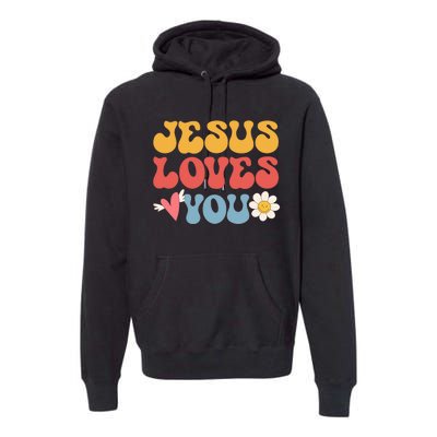 Jesus Loves You Retro Vintage Style Graphic Design Premium Hoodie