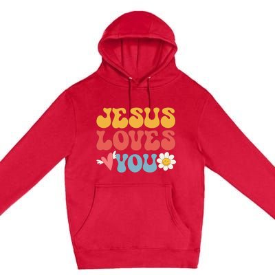 Jesus Loves You Retro Vintage Style Graphic Design Premium Pullover Hoodie