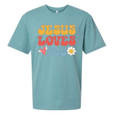 Jesus Loves You Retro Vintage Style Graphic Design Sueded Cloud Jersey T-Shirt