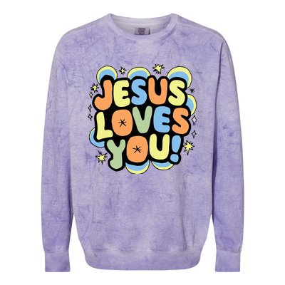 Jesus Loves You Lord Christian Faith Bible Christianity Colorblast Crewneck Sweatshirt