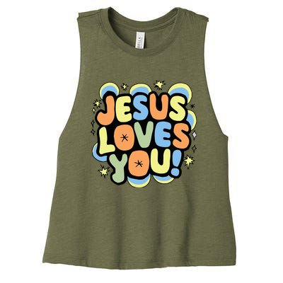 Jesus Loves You Lord Christian Faith Bible Christianity Women's Racerback Cropped Tank