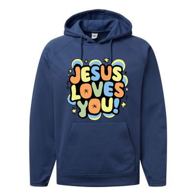 Jesus Loves You Lord Christian Faith Bible Christianity Performance Fleece Hoodie