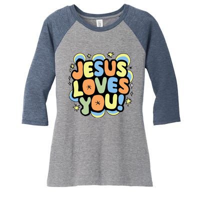 Jesus Loves You Lord Christian Faith Bible Christianity Women's Tri-Blend 3/4-Sleeve Raglan Shirt