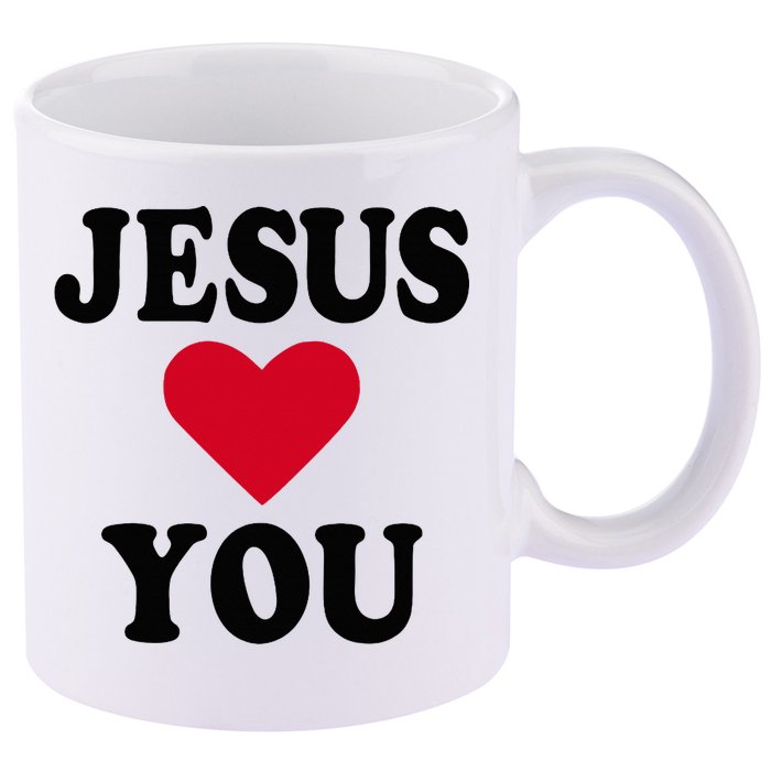 Jesus Loves You 11oz C Handle Ceramic Mug