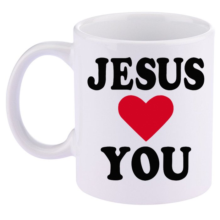 Jesus Loves You 11oz C Handle Ceramic Mug