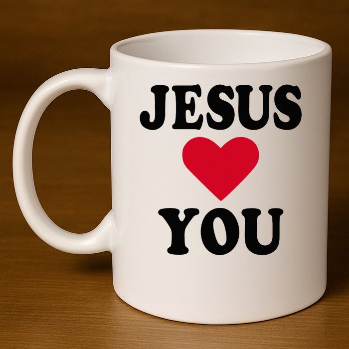 Jesus Loves You 11oz C Handle Ceramic Mug