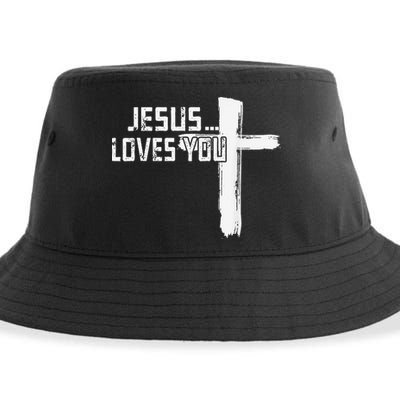 Jesus Loves You Christian Funny Saying Religious Jesus Sustainable Bucket Hat