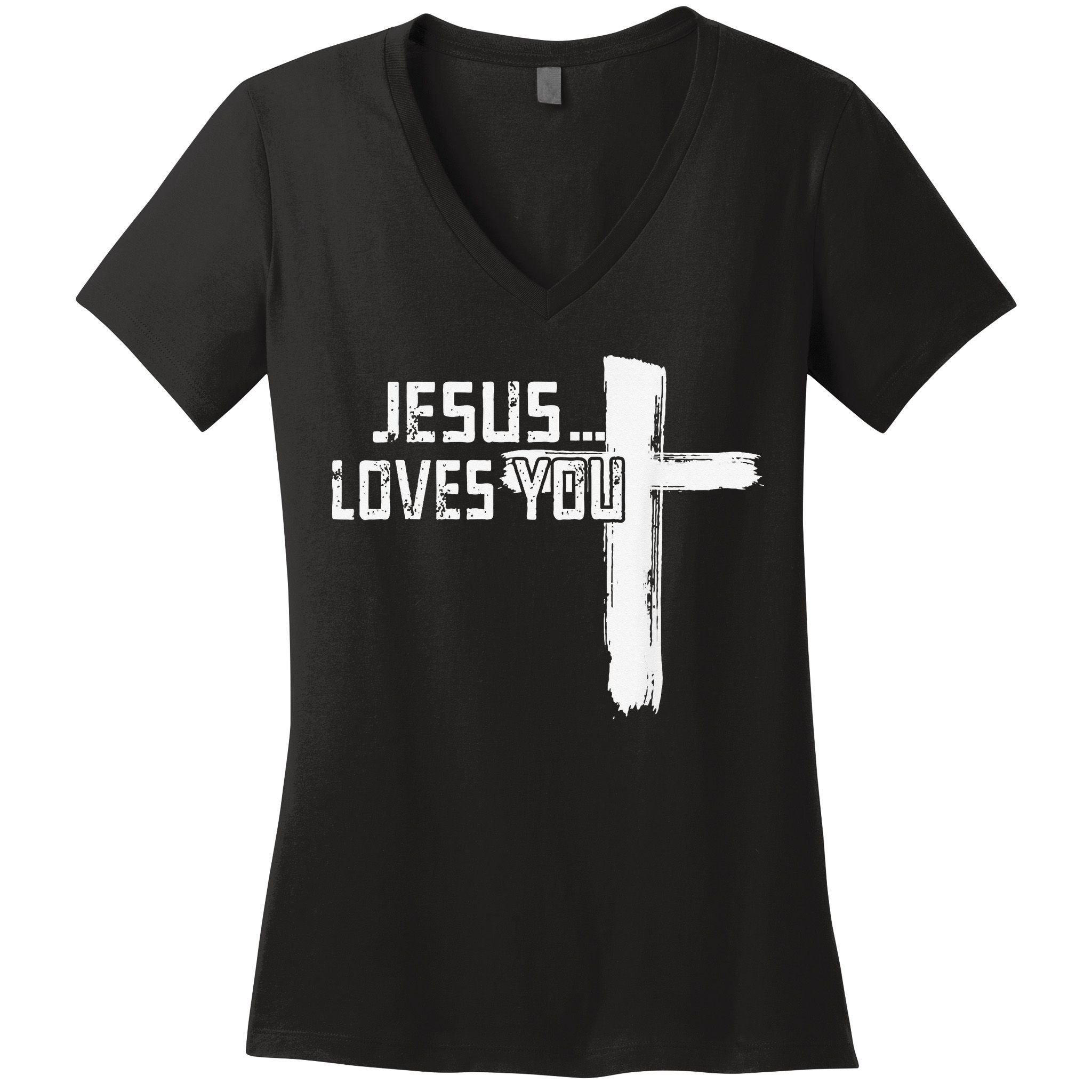 Jesus Loves You Christian Funny Saying Religious Jesus Women's V-Neck T-Shirt