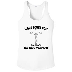 Jesus Loves You But I Don't Go FCK Yourself Ladies PosiCharge Competitor Racerback Tank