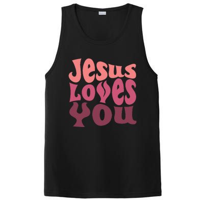 Jesus Loves You Retro Vintage Christian PosiCharge Competitor Tank