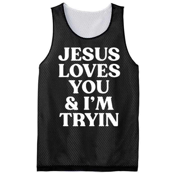 Jesus Loves You & Im Tryin Mesh Reversible Basketball Jersey Tank