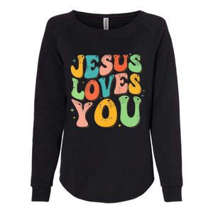 Jesus Loves You Retro Groovy Style Graphic Design Women Womens California Wash Sweatshirt