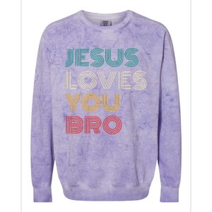 Jesus Loves You Bro Funny Christian Colorblast Crewneck Sweatshirt