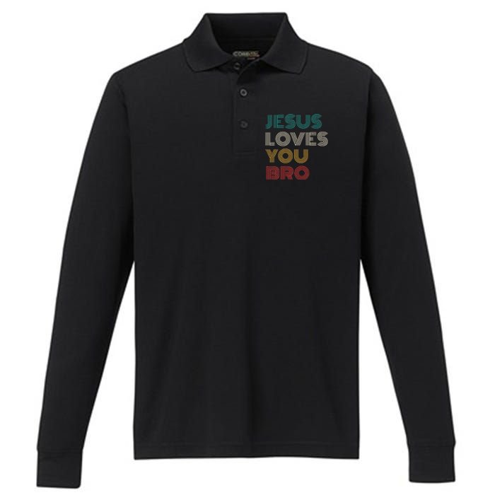 Jesus Loves You Bro Funny Christian Performance Long Sleeve Polo