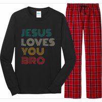 Jesus Loves You Bro Funny Christian Long Sleeve Pajama Set