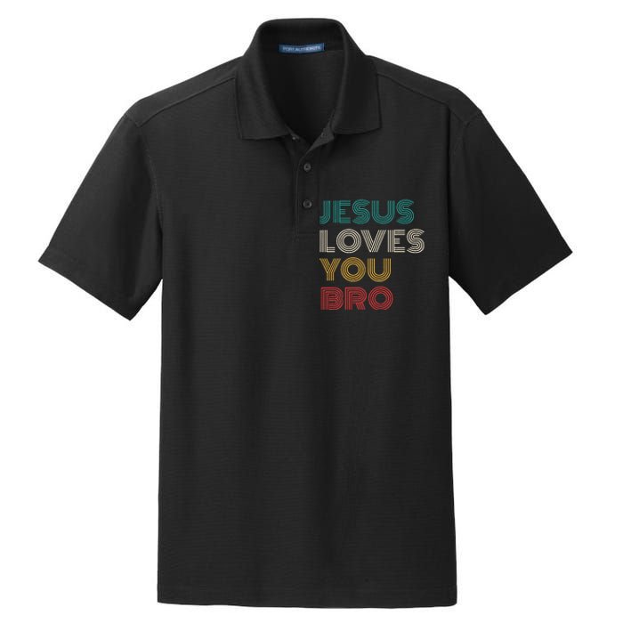 Jesus Loves You Bro Funny Christian Dry Zone Grid Polo