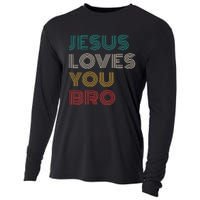 Jesus Loves You Bro Funny Christian Cooling Performance Long Sleeve Crew