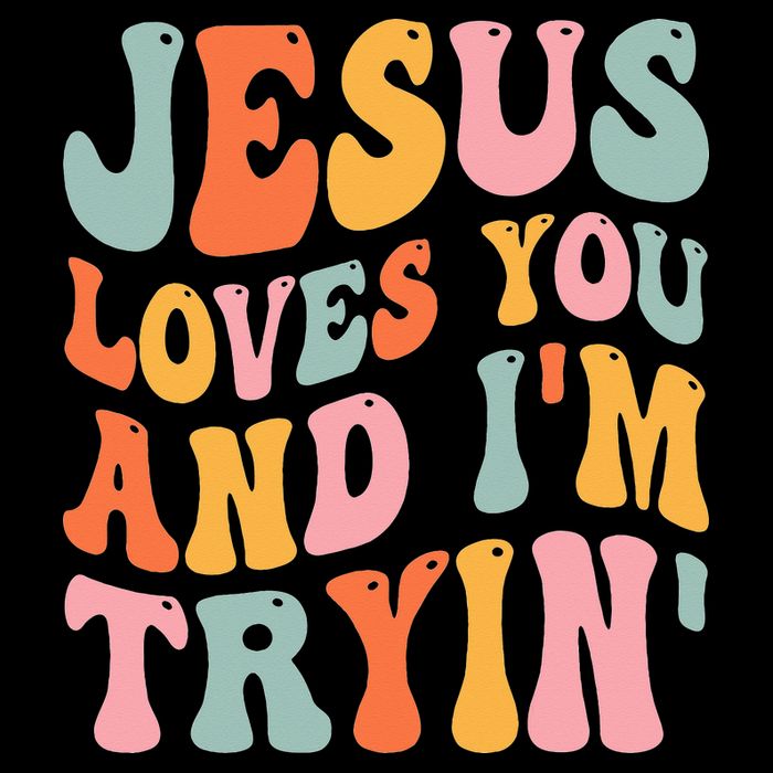 Jesus Loves You And I'm Tryin Funny Christian Flat Bill Trucker Hat