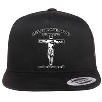 Jesus Loves You But I Don’T Go Fuck Yourself Flat Bill Trucker Hat