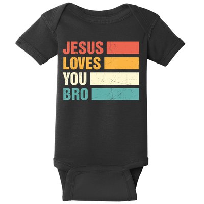 Jesus Loves You Bro Retro Vintage Style Women Baby Bodysuit