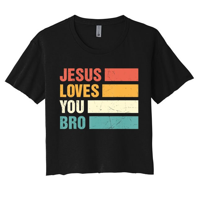Jesus Loves You Bro Retro Vintage Style Women Crop Top
