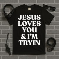Jesus Loves You ' I'm Trying Funny Christian Saying T-Shirt