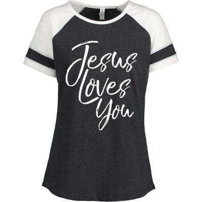 Jesus Loves You Gift Cute Christian Evangelism Gift Enza Ladies Jersey Colorblock Tee