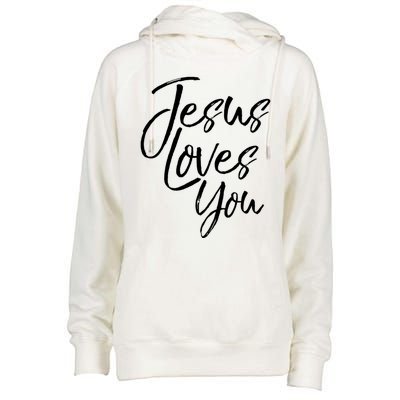 Jesus Loves You Gift Cute Christian Evangelism Gift Womens Funnel Neck Pullover Hood