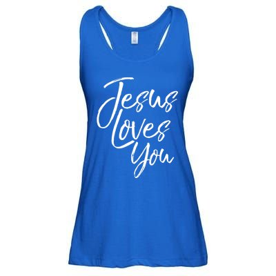 Jesus Loves You Gift Cute Christian Evangelism Gift Ladies Essential Flowy Tank