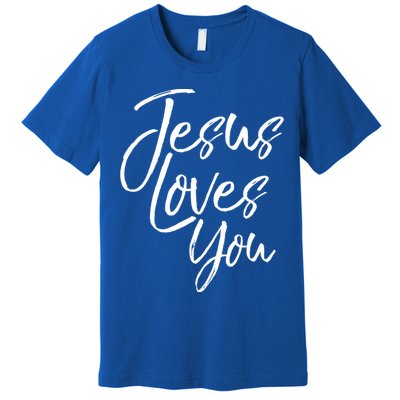 Jesus Loves You Gift Cute Christian Evangelism Gift Premium T-Shirt