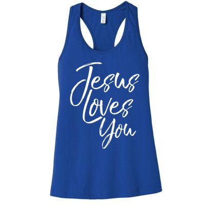 Jesus Loves You Gift Cute Christian Evangelism Gift Women's Racerback Tank