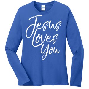 Jesus Loves You Gift Cute Christian Evangelism Gift Ladies Long Sleeve Shirt