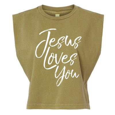 Jesus Loves You Gift Cute Christian Evangelism Gift Garment-Dyed Women's Muscle Tee