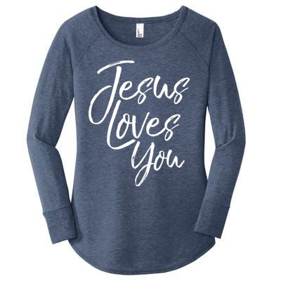 Jesus Loves You Gift Cute Christian Evangelism Gift Women's Perfect Tri Tunic Long Sleeve Shirt