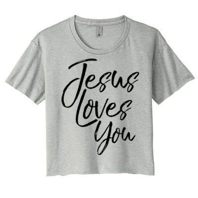 Jesus Loves You Gift Cute Christian Evangelism Gift Women's Crop Top Tee