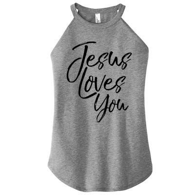 Jesus Loves You Gift Cute Christian Evangelism Gift Women’s Perfect Tri Rocker Tank