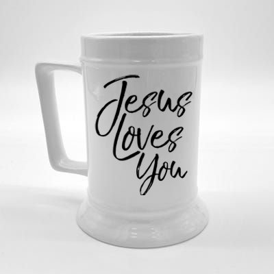 Jesus Loves You Gift Cute Christian Evangelism Gift Beer Stein