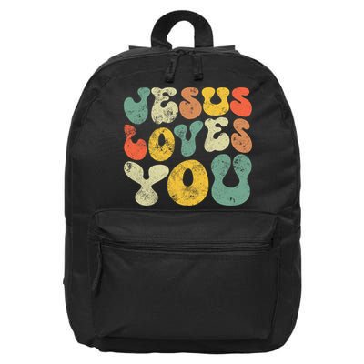 Jesus Loves You Retro Vintage Style Gift 16 in Basic Backpack