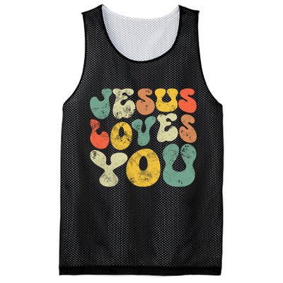 Jesus Loves You Retro Vintage Style Gift Mesh Reversible Basketball Jersey Tank