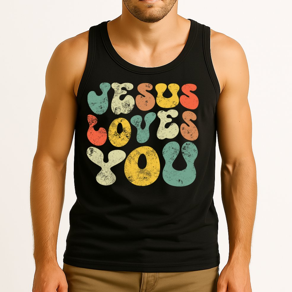 Jesus Loves You Retro Vintage Style Gift Tank Top