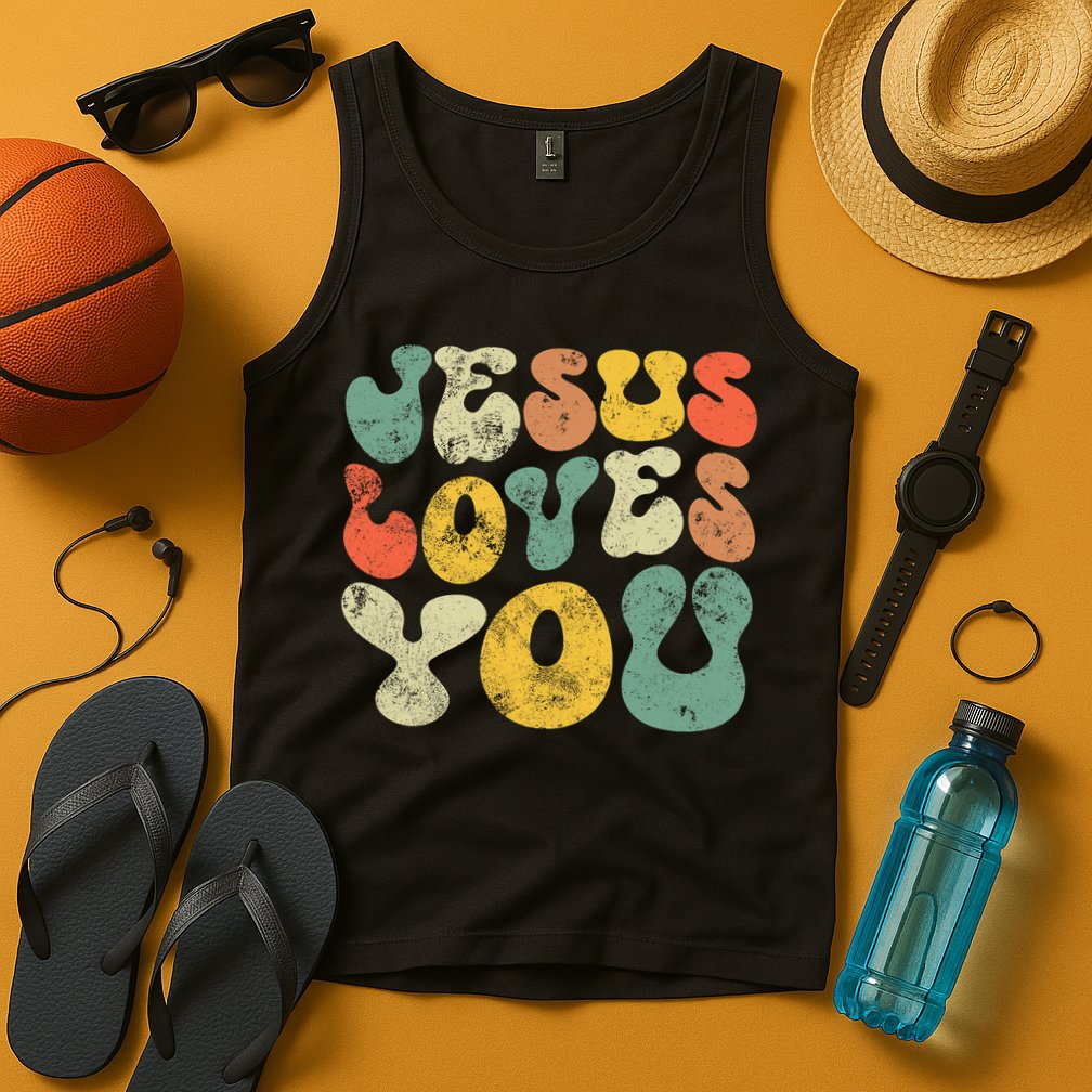 Jesus Loves You Retro Vintage Style Gift Tank Top