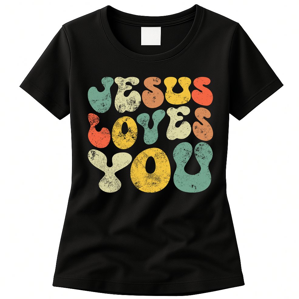 Jesus Loves You Retro Vintage Style Gift Womens T-Shirt