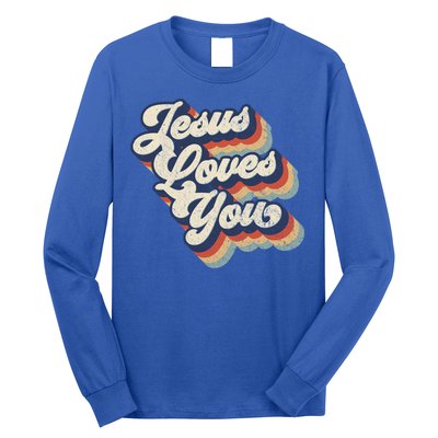 Jesus Loves You Retro Vintage Style Graphic Design Gift Long Sleeve Shirt