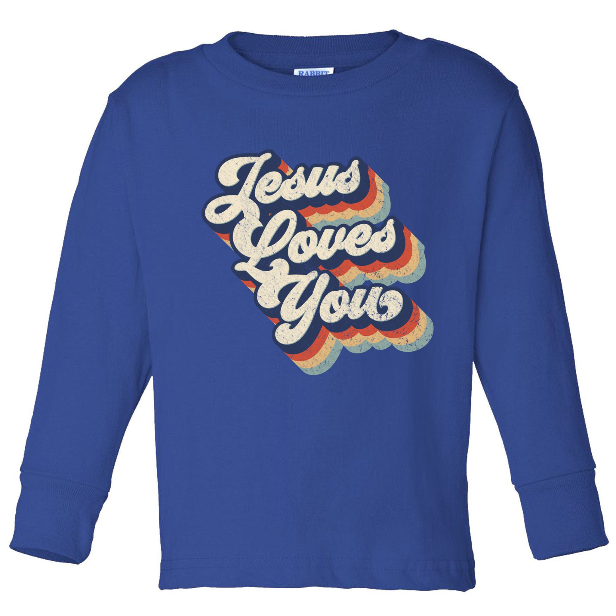 Jesus Loves You Retro Vintage Style Graphic Design Gift Toddler Long Sleeve Shirt